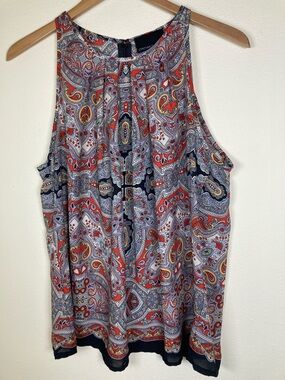 Cynthia Rowley Paisley Sleeveless Blouse Tank Top Size L Multicolor